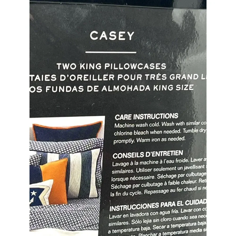 Ralph Lauren Casey King Pillowcases Navy Blue Cream PAIR of 2 Nautical Sails Geo